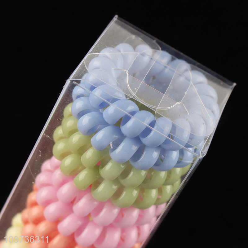 Yiwu factory candy color elastic telephone cord hair ring for girls