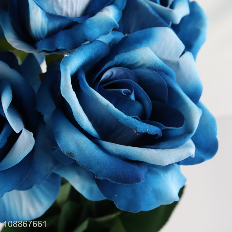 Yiwu market 9heads artificial rose flower fake flower for decor