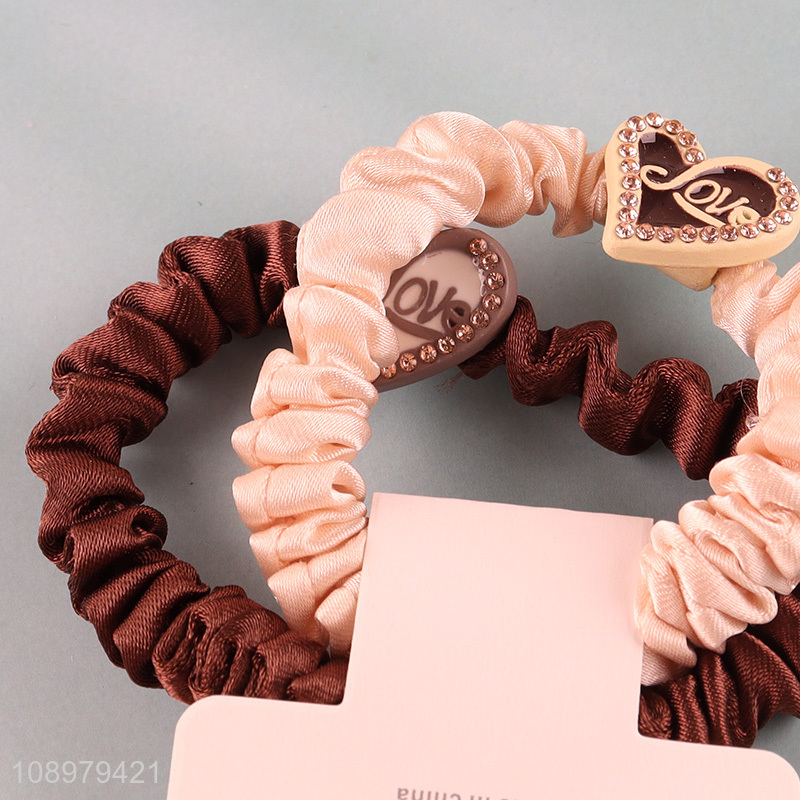 China supplier 2pcs elastic girls hair rope hair scrunchies hair accessories