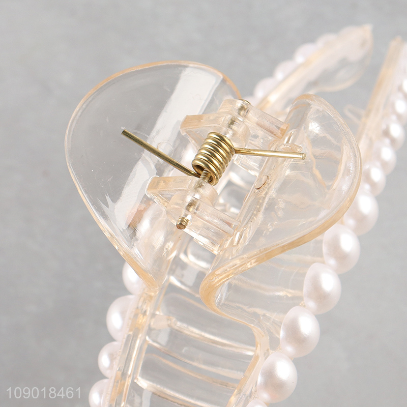 Factory Price Large Hair Claw Clips Trendy Pearl Hair Claw Clips for Women