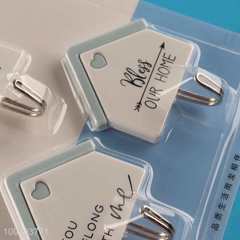Factory Supply 3 Pieces Plastic Adhesive Hooks Heavy Duty Wall Hooks