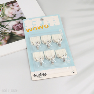 Factory Supply 6PCS Wall Mounted Hooks Heavy Duty Adhesive Towel Hooks