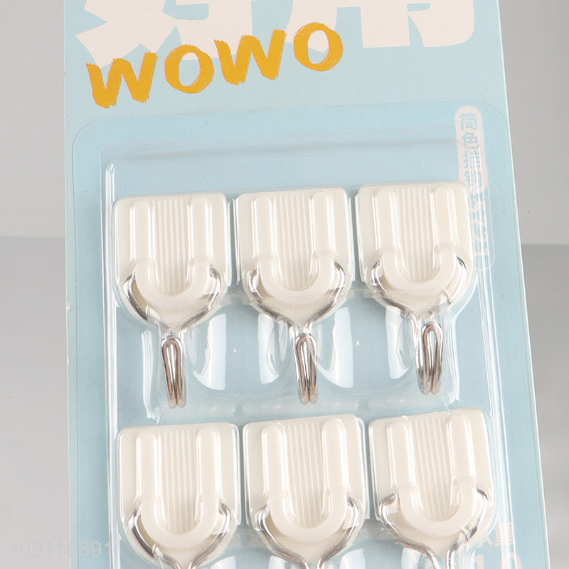 Factory Supply 6PCS Wall Mounted Hooks Heavy Duty Adhesive Towel Hooks