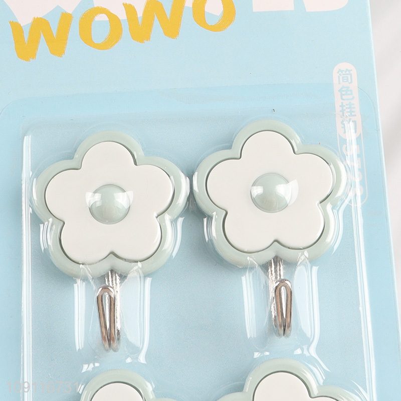 High Quality 4PCS Flower Shaped Adhesive Hooks Heavy Duty Utility Hooks