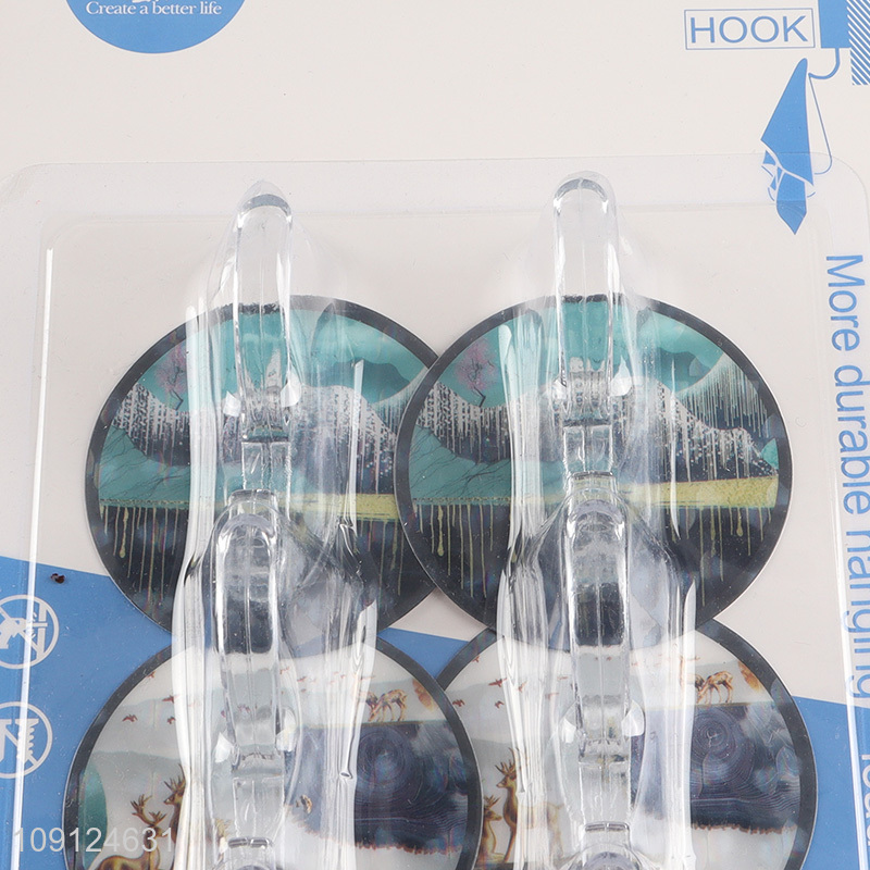 New Product 6PCS Wall Mounted Hooks Adhesive Hooks for Kitchen Bathroom