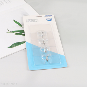 Top product clear heavy duty sticky hook wall hook for bathroom kitchen