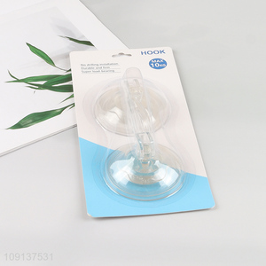 Top quality 2pcs round clear plastic sticky hook wall hook