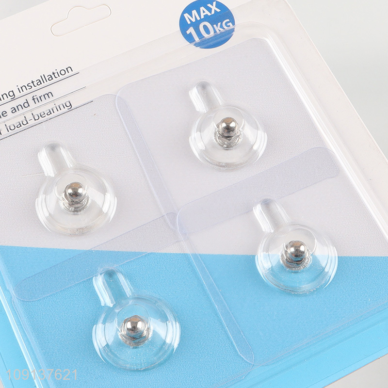 Factory direct sale 4pcs clear square sticky hook wall hook wholesale