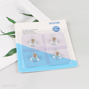 High quality clear square bathroom kitchen sticky hook wall hook