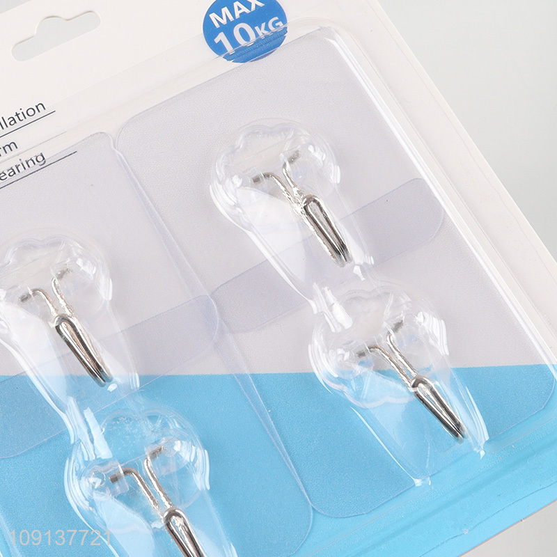Latest products 4pcs clear home heavy duty sticky hook wall hook