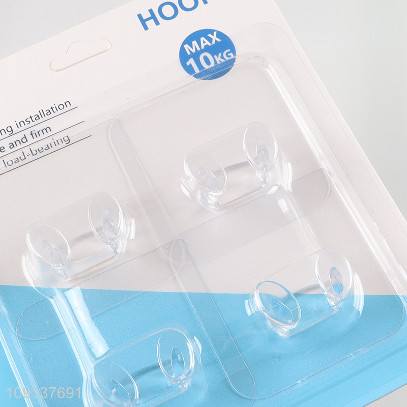 Most popular 4pcs clear bathroom kitchen sticky hook wall hook