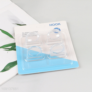 Good sale 4pcs clear heavy duty sticky hook wall hook set wholesale