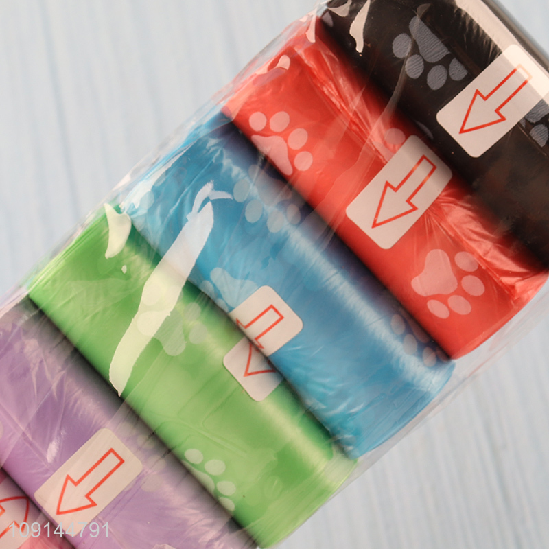Hot Selling 6 Rolls Dog Poop Bags Disposable Leak Proof Dog Waste Bags