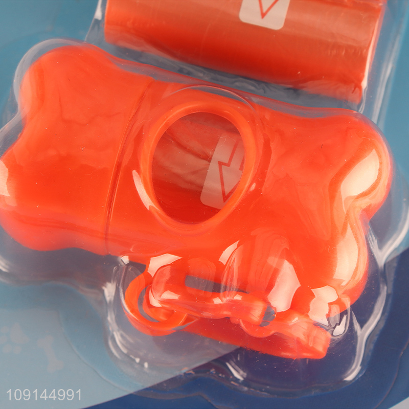 Good Quality 4 Rolls Dog Poop Bags with Bone Shaped Poop Bag Dispenser