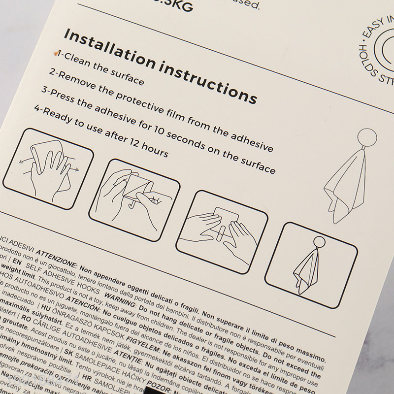 China Imports 6 Pieces Heavy Duty Wall Hanging Hooks Adhesive Hooks