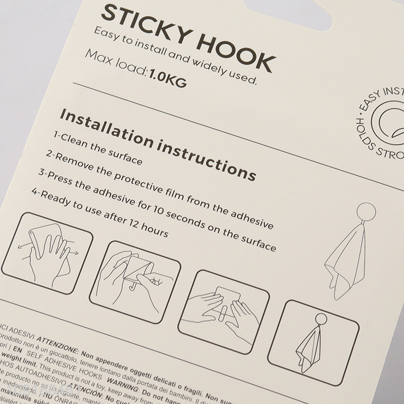 Good Quality 5 Pieces Adhesive Hooks Utility Hooks Wall Hanging Hooks