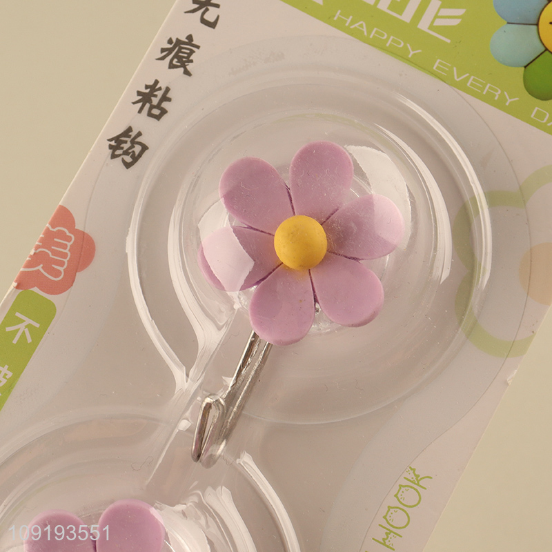 New Arrival 2PCS Cute Flower Adhesive Hooks Heavy Duty Adhesive Hooks