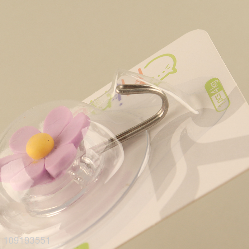 New Arrival 2PCS Cute Flower Adhesive Hooks Heavy Duty Adhesive Hooks