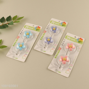 Hot Selling 2PCS Cute Flower Wall Hooks Adhesive Towel Coat Hooks