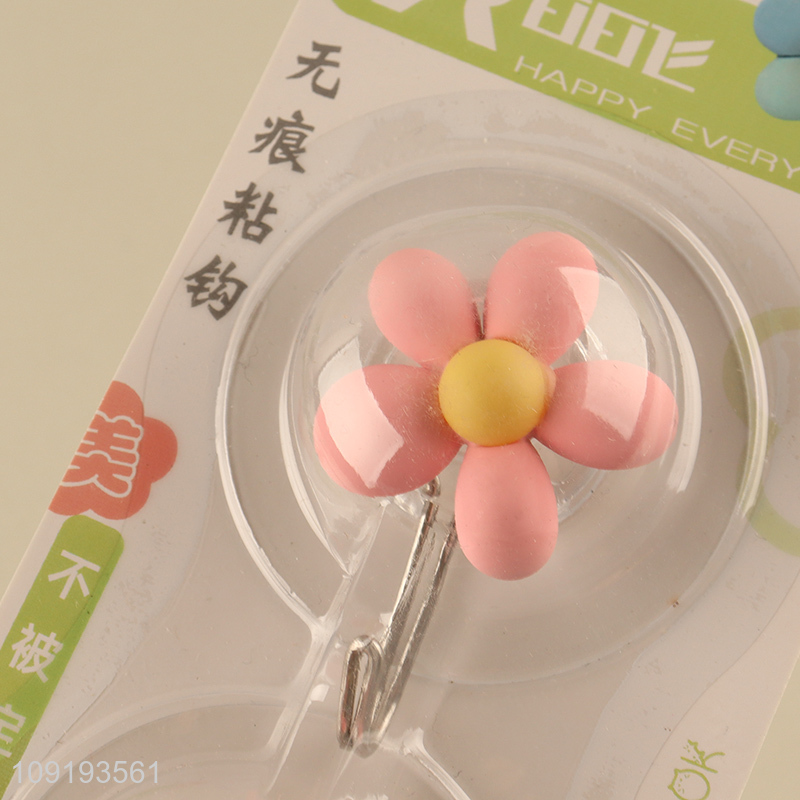 Hot Selling 2PCS Cute Flower Wall Hooks Adhesive Towel Coat Hooks