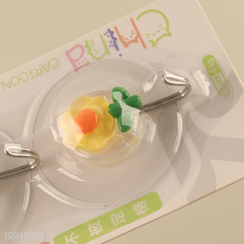 High Quality 2PCS Cute Flower Hooks Wall Sticky Hooks Utility Hooks