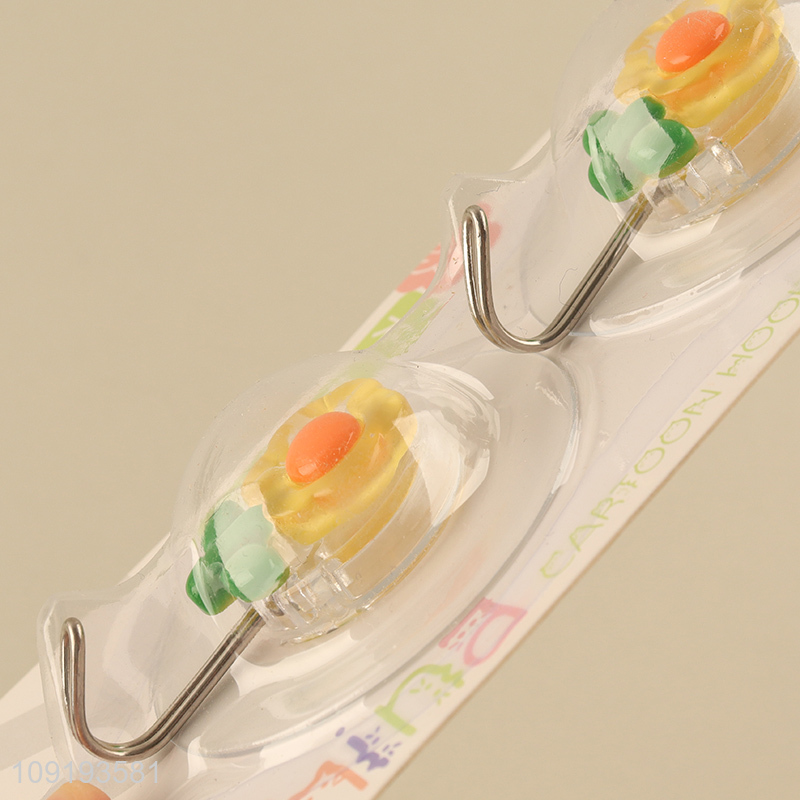 High Quality 2PCS Cute Flower Hooks Wall Sticky Hooks Utility Hooks
