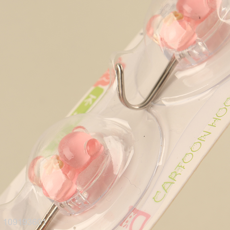 China Imports 2PCS Cute Bear Hooks Adhesive Hooks Towel Coat Hooks