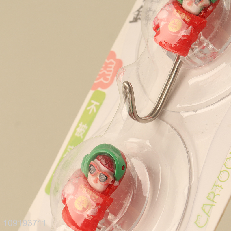 Factory Supply 2PCS Cute Adhesive Wall Hooks Heavy Duty Utility Hooks