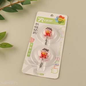 New Product 2PCS Cute Wall Hooks Adhesive Hooks Sticky Wall Hooks