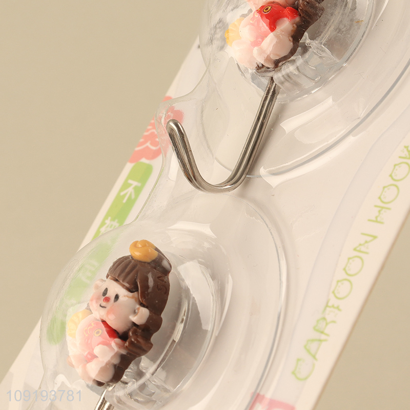 High Quality 2PCS Cute Hooks Adhesive Hooks Waterproof Coat Key Hooks