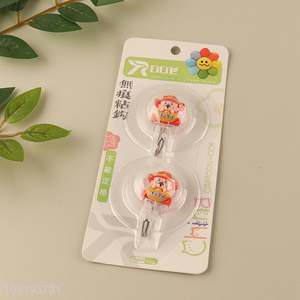 Factory Price 2PCS Cute CAI Shen Hooks Adhesive Hooks for Hanging
