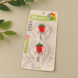 High Quality 2PCS Strawberry Wall Hooks Adhesive Hooks Wall Sticky Hooks