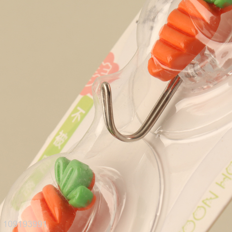 Factory Price 2PCS Carrot Wall Hooks Adhesive Hooks Towel Coat Hooks
