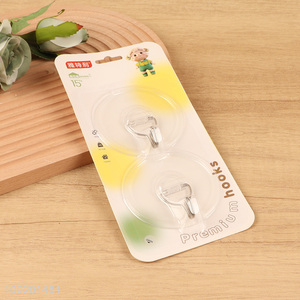 China products 2pcs clear round sticky hook wall hook set for household