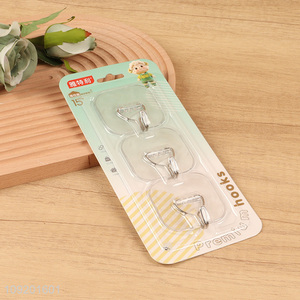 Top quality 3pcs square heavy duty sticky hook wall hook for sale