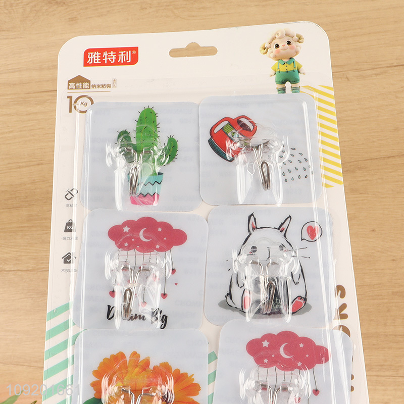 Hot selling 6pcs household heavy duty sticky hook wall hook set
