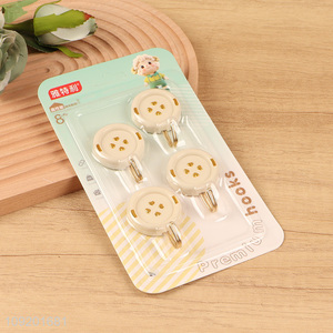 Yiwu market 4pcs botton shape sticky hook wall hook set for sale
