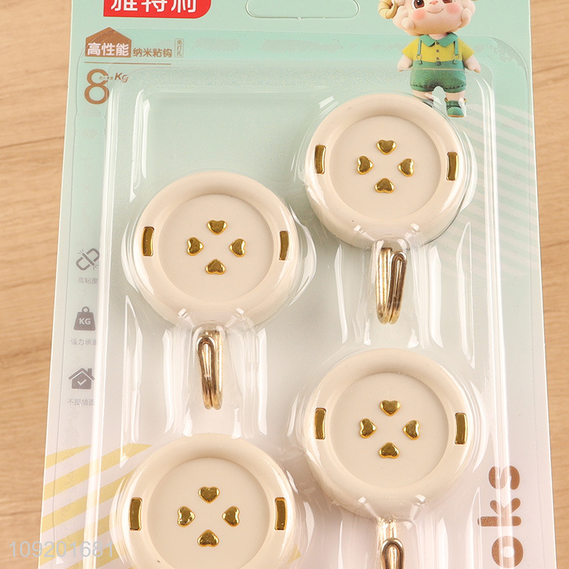 Yiwu market 4pcs botton shape sticky hook wall hook set for sale