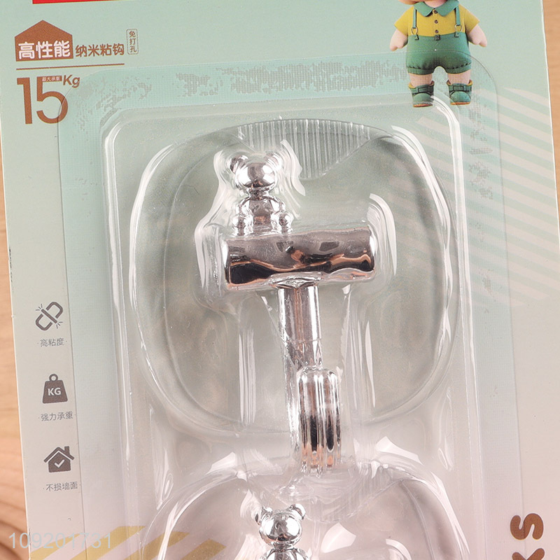 Low price 2pcs clear household sticky hook adhesive hook set