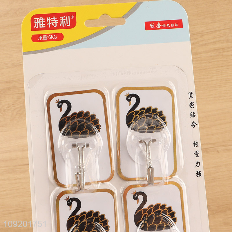 Most popular 4pcs bathroom sticky hook adhesive hook on wall
