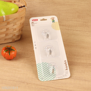 Yiwu market 3pcs clear sticky hook adhesive hook for bathroom kitchen