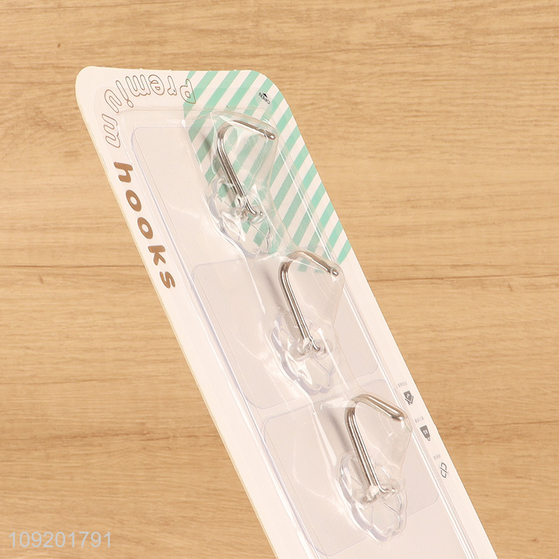 Factory price 4pcs clear bathroom sticky hook adhesive hook set