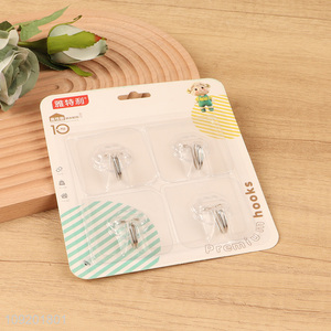 Good price 4pcs clear household sticky hook adhesive hook set