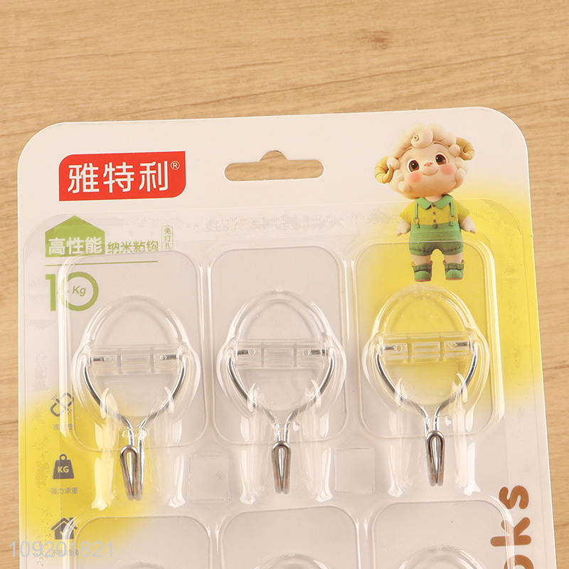 High quality 6pcs acrylic clear sticky hook adhesive hook set