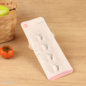 Factory wholesale 4pcs round clear sticky hook adhesive hook set