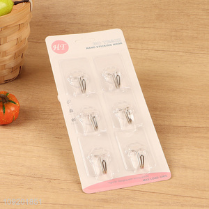 Top selling 6pcs clear household sticky hook adhesive hook