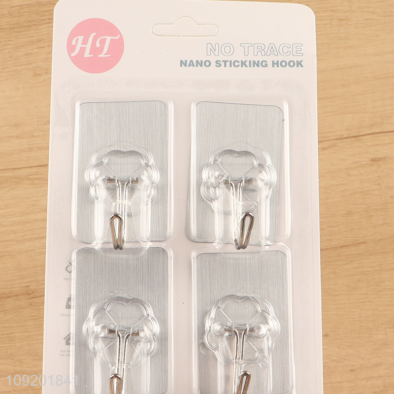 China supplier 6pcs silver rectangle sticky hook adhesive hook set