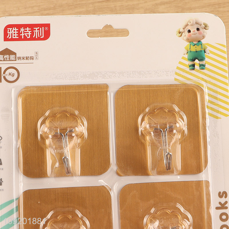 New arrival 4pcs golden household sticky hook adhesive hook set