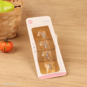 Hot selling 4pcs golden bathroom kitchen sticky hook adhesive hook