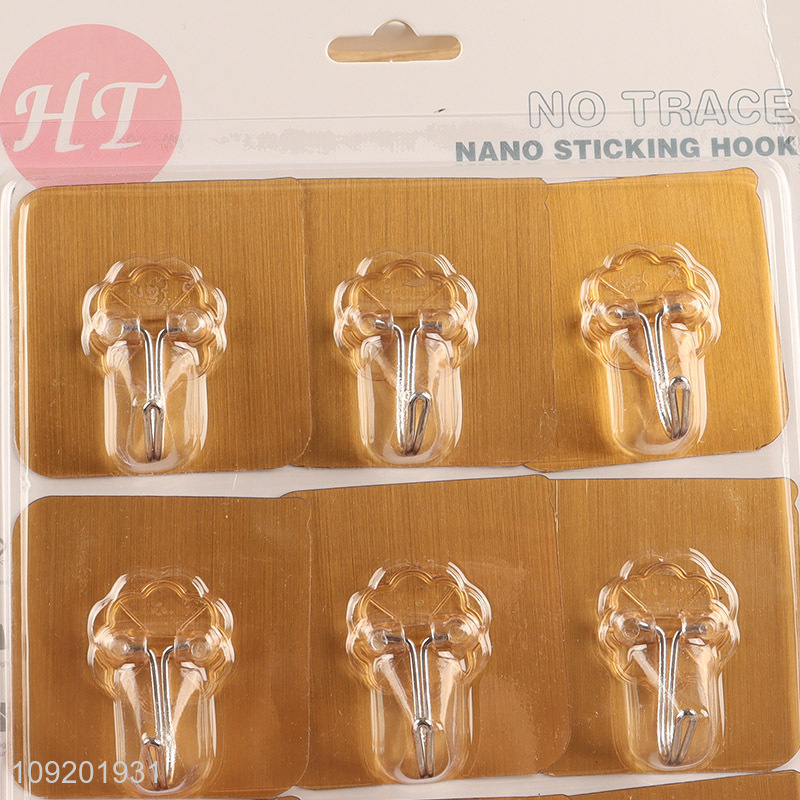 Latest products 9pcs golden household sticky hook adhesive hook set